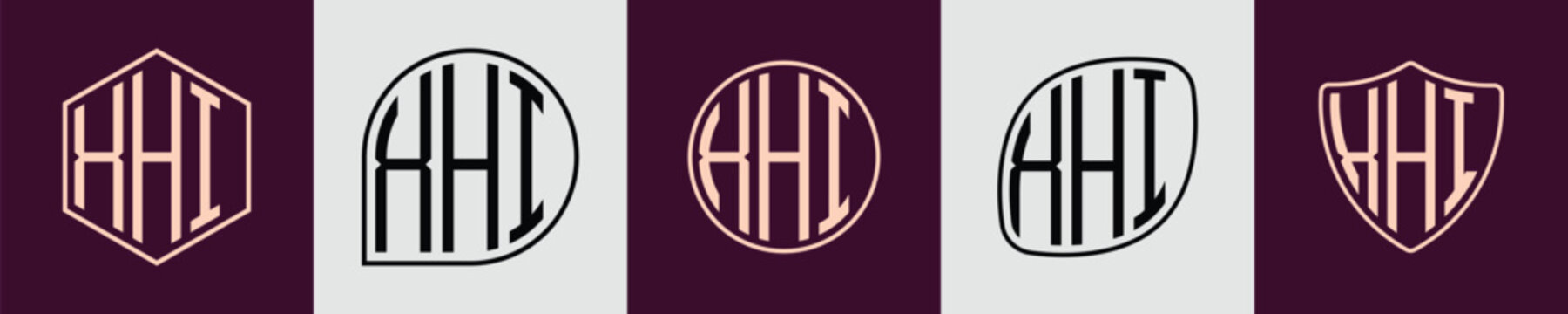 Creative simple Initial Monogram XHI Logo Designs.