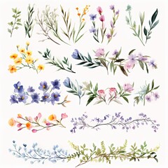 wild flowers watercolor style illustration