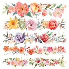 wild flowers watercolor style illustration