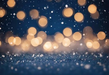 Fototapeta na wymiar Abstract blurred lights dark blue background, Defocused bokeh light with falling snow, Shiny holiday Christmas and New Years texture stock photoBackgrounds, Christmas, Blue,
