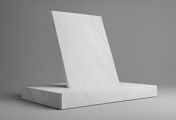 White stone rough plate object display podium on grey background. 3d rendering stock photoStone Material, - Object, Lectern, Gemstone, Pedestal