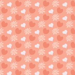Peach colored hearts. Peach fuzz, seamless pattern for Valentine's Day, Wedding.