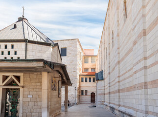 The courtyard of the Church of the Annunciation in the Nazareth city in northern Israel