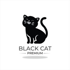 Vector premium black cat logo vector icon illustration design