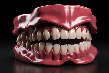 human dummy teeth of mouth dental denture smiling in front of doctor