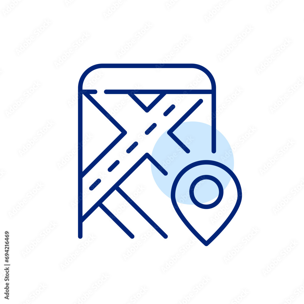 Aufkleber navigation app for smartphone. path and map pointer. pixel perfect, editable stroke icon