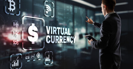 Virtual Currency Exchange Investment concept. Financial Technology Background