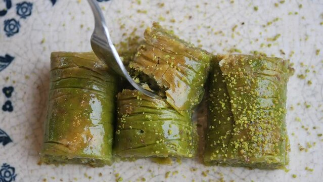 top view of Extra Pistachio Sarma Baklava ,