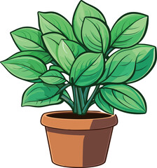 Elegant potted plant with lush green leaves in a warm brown pot. Perfect for logos, websites, and creative projects, bringing a fresh element.