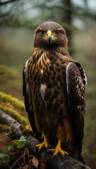 A portrait of the golden eagle (Aquila chrysaetos) looking straight at the viewer.