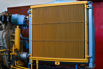 old diesel generator close-up. emergency light shutdown. alternative power.