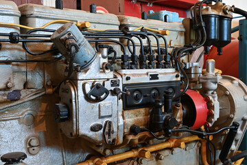 old diesel generator close-up. emergency light shutdown. alternative power.
