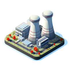 Isometric view of power plant on transparent background PNG