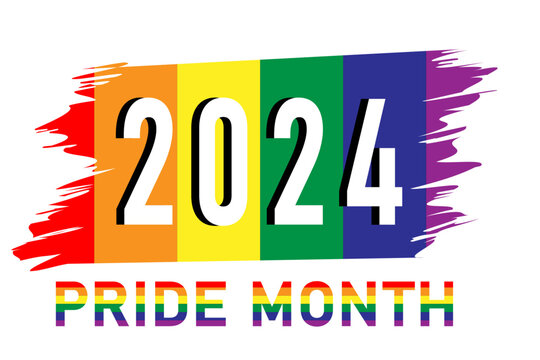 illustration of rainbow colors with texts '2024 Pride Month', concept for LGBTQ+ community in pride month.