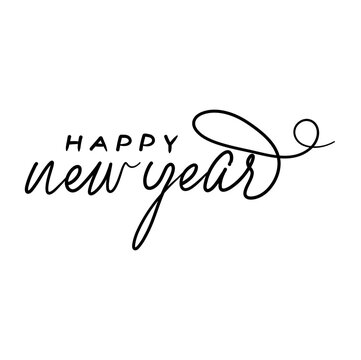 Happy New Year script text hand lettering