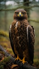 A portrait of the golden eagle (Aquila chrysaetos) looking straight at the viewer.