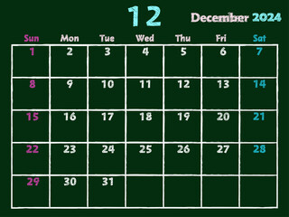 2024年12月黒板カレンダー