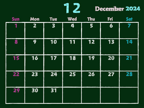 2024年12月黒板カレンダー