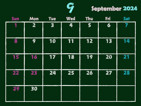 2024年9月黒板カレンダー