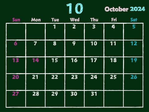 2024年10月黒板カレンダー