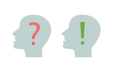 Question and answer signs in the human head