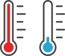 暑さと寒さの温度計のセット - obrazy, fototapety, plakaty