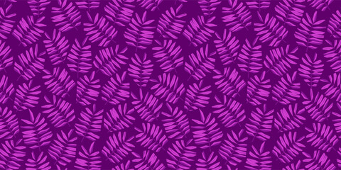 Abstract geometric seamless background with leaves in purple colors. Stock vector illustration for wrapping paper.