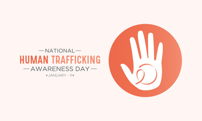 National Human Trafficking Awareness Day is observed every year on january 11. Vector illustration on the theme of Human Trafficking Day. Template for banner, greeting card, poster with background.