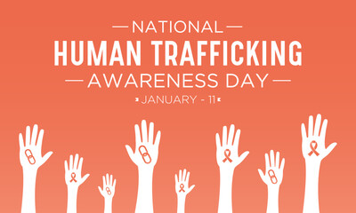 National Human Trafficking Awareness Day is observed every year on january 11. Vector illustration on the theme of Human Trafficking Day. Template for banner, greeting card, poster with background.