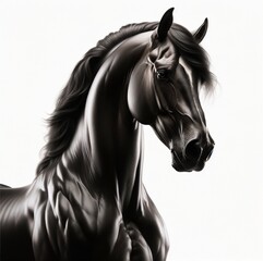 Monochrome Mustang Horse with Majestic Mane