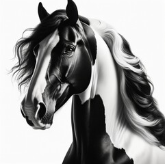 Black horse isolated on white