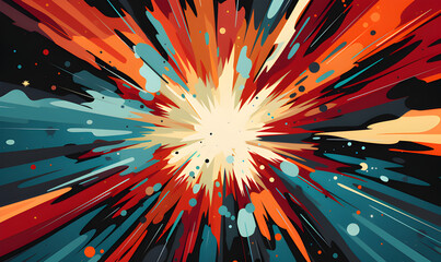 an anime comic background with colorful star bursts, in the style of bold, black lines, minimalist geometric abstraction, fauvist color explosions, hard-edge abstraction, bold primary colors, spontane