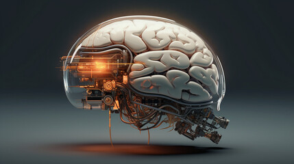 Obraz na płótnie Canvas Human-Machine Symbiosis: Enhanced Intelligence through AI Neural Integration