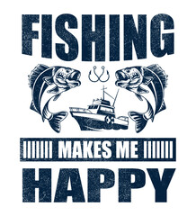 Obraz premium Retro fishing t shirt