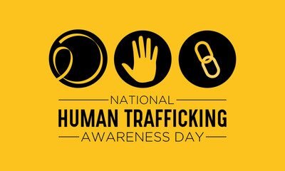 National Human Trafficking Awareness Day is observed every year on january 11. Vector illustration on the theme of Human Trafficking Day. Template for banner, greeting card, poster with background.