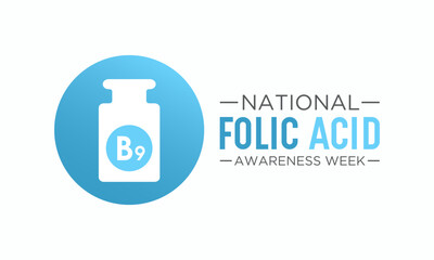 National Folic Acid Awareness Week. January is National Folic Acid Awareness Week. Vector template for banner, greeting card, poster with background. Vector illustration.