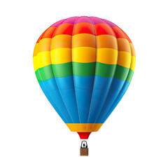 photography of a colored 3D hot air balloon, ultra-realistic, photorealistic, isolated on white background PNG