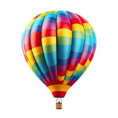 Fototapeta premium photography of a colored 3D hot air balloon, ultra-realistic, photorealistic, isolated on white background PNG