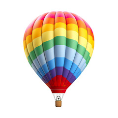 Fototapeta premium photography of a colored 3D hot air balloon, ultra-realistic, photorealistic, isolated on white background PNG