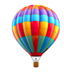 Fototapeta premium photography of a colored 3D hot air balloon, ultra-realistic, photorealistic, isolated on white background PNG