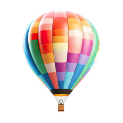Fototapeta premium photography of a colored 3D hot air balloon, ultra-realistic, photorealistic, isolated on white background PNG