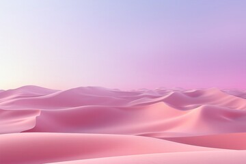 The tranquil beauty of surreal pink sand dunes, flowing gently under a soft pastel sky, evokes a dreamlike desert landscape. - 694230468