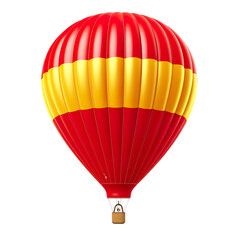  photography of a Red and yellow color style colored 3D hot air balloon, ultra-realistic, photorealistic, isolated on white background PNG