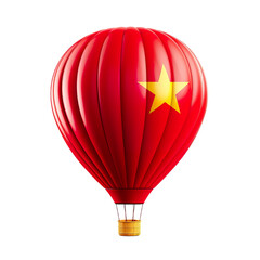 Obraz premium photography of a Vietnam flag color style colored 3D hot air balloon, ultra-realistic, photorealistic, isolated on white background PNG