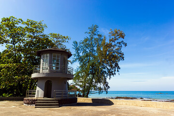 Lighthouse with blue sky at Nang Thong Beach in Phang-nga