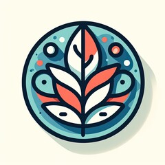 Flower in the circle. Floral icon. Vector illustration.
