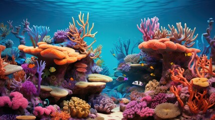 Photo of coral reefs in shallow seas, filled with marine plants and beautiful ecosystems