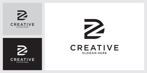 ZD or DZ initial letter logo design concept