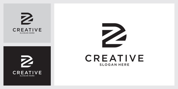 ZD or DZ initial letter logo design concept