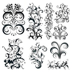 set of abstract floral ornament